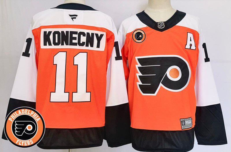 Men Philadelphia Flyers #11 Konecny Orange Fanatics 2025 NHL Jersey style 2